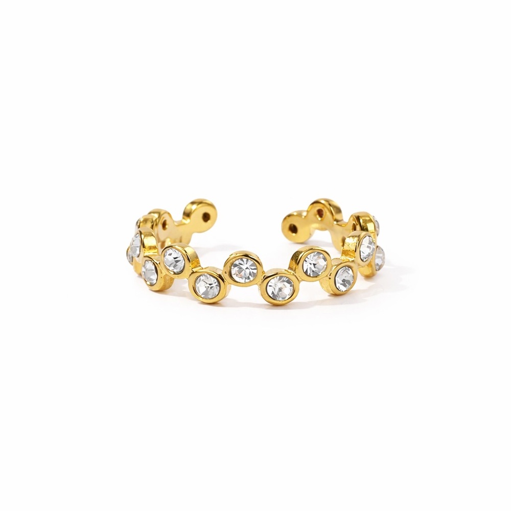 Clear Bezel Accent Ring • PVD Gold Coated Stainless Steel • Minimal Everyday